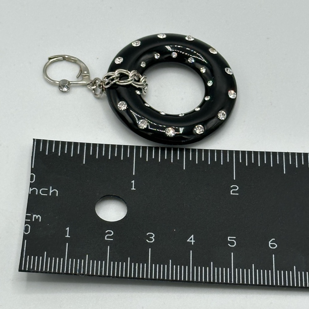 Kenneth Jay Lane Black Crystal Pierced Dangle Earrings - Picture 5 of 8